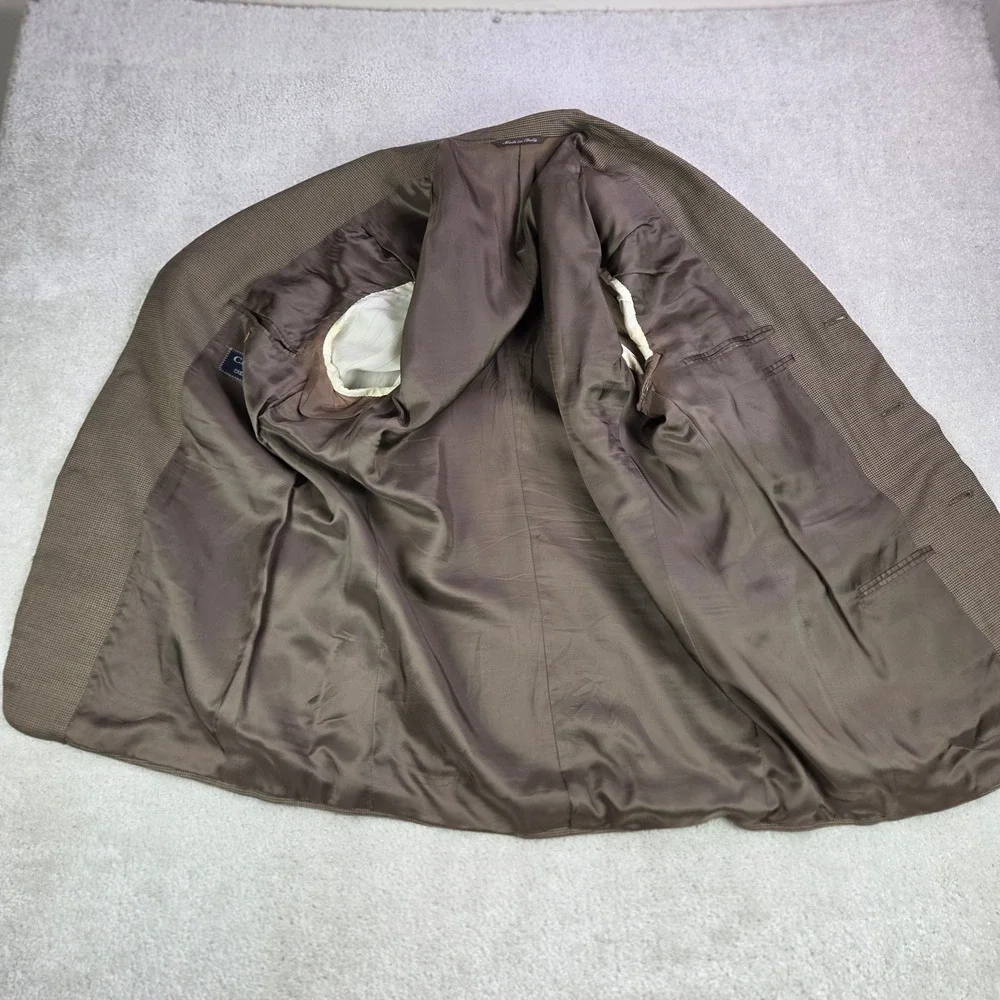 CANALI Wool Silk Blazer Men's 52/US 42 Brown Check‎ 3 Button Sport Coat Italy